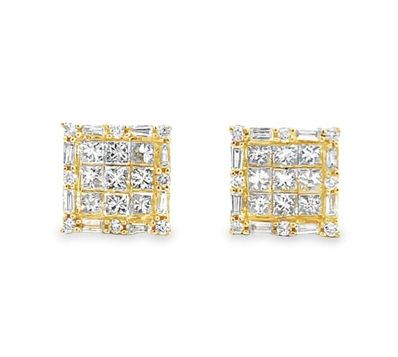 Boucles d'oreilles Boucles d'oreilles géométriques en or jaune 18 carats et diamants 58 Facettes