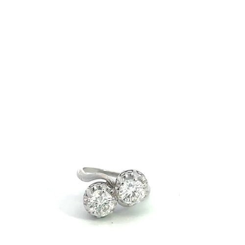 Bague 48 Toi et Moi - Bague en platine et diamants 58 Facettes UN0145