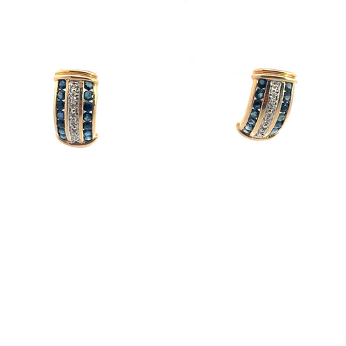 Boucles d'oreilles Boucles d'oreilles en or jaune 14 carats, saphirs et diamants 58 Facettes UN0149