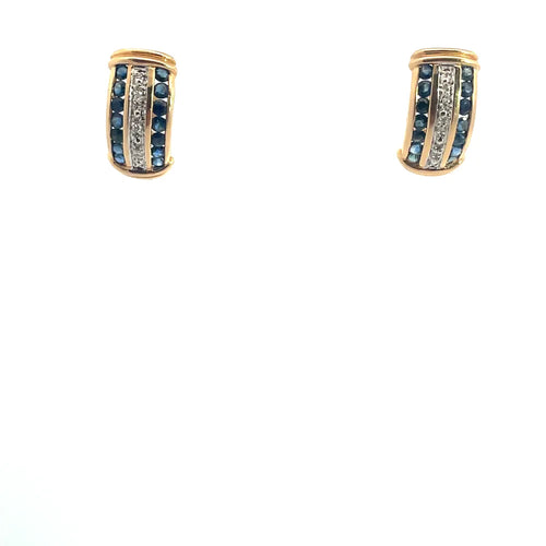 Boucles d'oreilles Boucles d'oreilles en or jaune 14 carats, saphirs et diamants 58 Facettes UN0149
