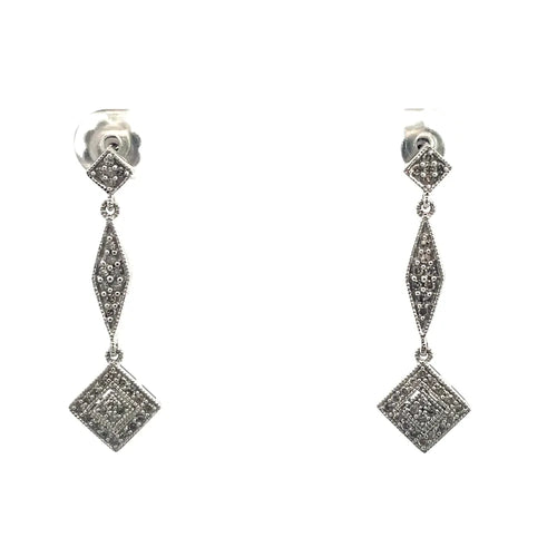 Boucles d'oreilles Boucles d'oreilles pendantes géométriques en or blanc et diamants 58 Facettes UN0151