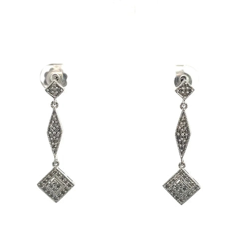 Boucles d'oreilles Boucles d'oreilles pendantes géométriques en or blanc et diamants 58 Facettes UN0151
