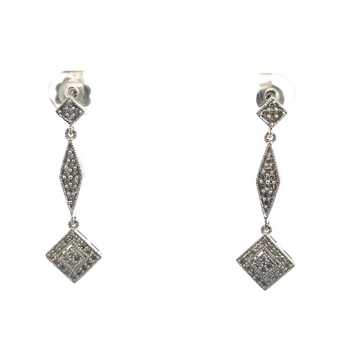 Boucles d'oreilles Boucles d'oreilles pendantes géométriques en or blanc et diamants 58 Facettes UN0151
