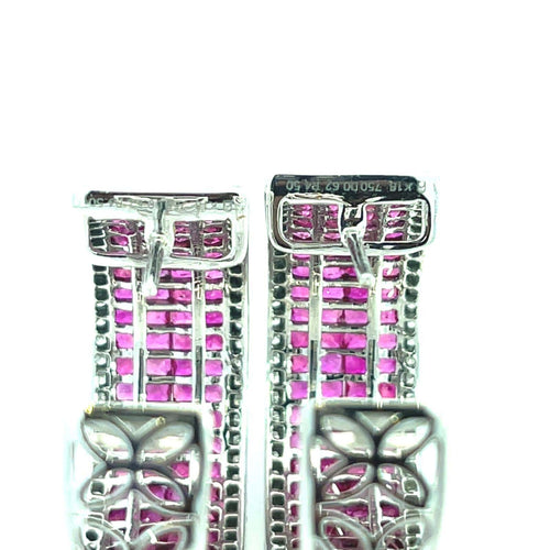 Boucles d'oreilles Boucles d'oreilles créoles en or 18 carats, rubis et diamants 58 Facettes