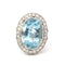 Bague 54 Bague ovale en platine avec aigue-marine et diamants 58 Facettes
