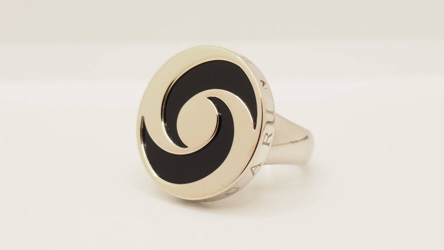 Bague 54 Bvlgari Yin Yang - Bague en or blanc et onyx 58 Facettes 30092