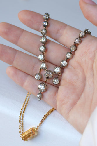 Collier Collier rivière ancien en or, argent et diamants 58 Facettes