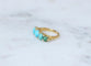 Bague 53 Bague jarretière en or jaune, turquoises et diamants 58 Facettes