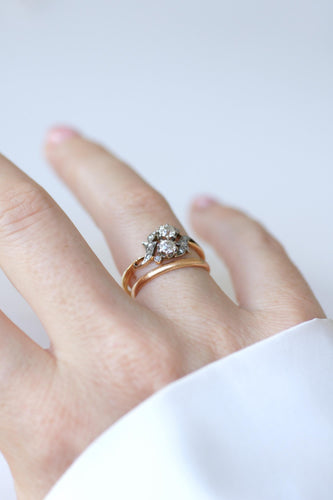Bague 57 Toi et Moi - Bague en or jaune, platine et diamants 58 Facettes