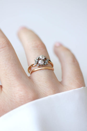 Bague 57 Toi et Moi - Bague en or jaune, platine et diamants 58 Facettes