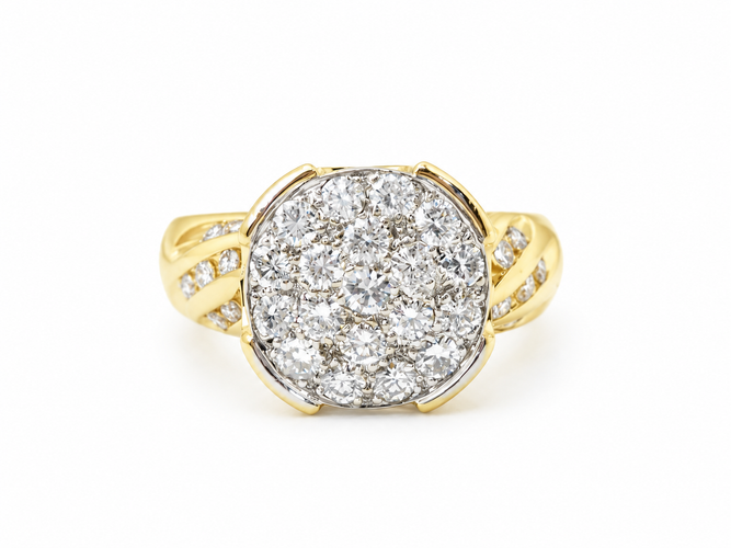 Bague 51 Bague en or jaune pavée de diamants 58 Facettes 33400