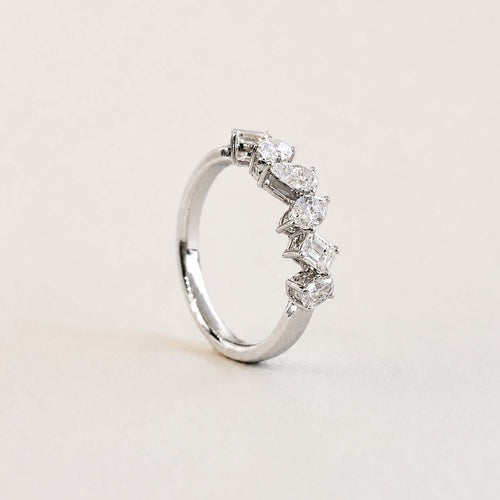 Bague 53 Teide - Bague en or blanc 18K et diamants fancy cut 58 Facettes GBR1040WG