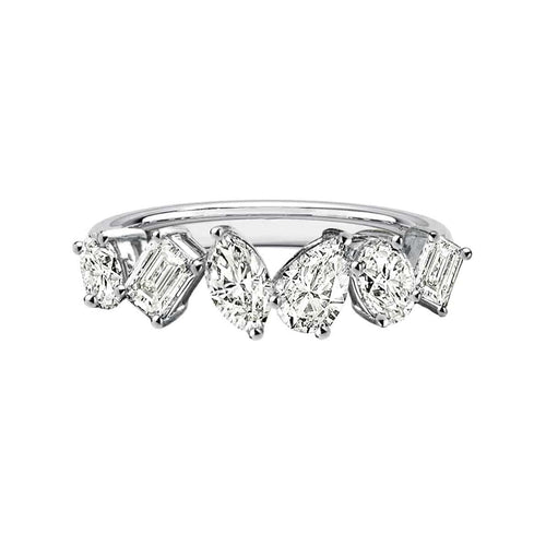 Bague 53 Teide - Bague en or blanc 18K et diamants fancy cut 58 Facettes GBR1040WG