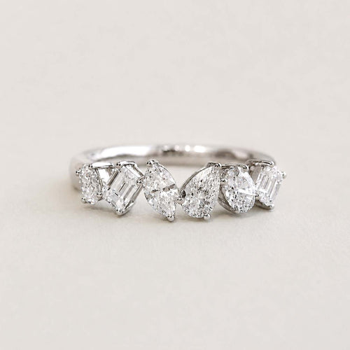 Bague 53 Teide - Bague en or blanc 18K et diamants fancy cut 58 Facettes GBR1040WG