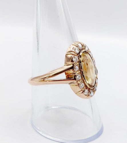 Bague 60 Bague antique en or rose 18k, citrine et diamants 58 Facettes A07441