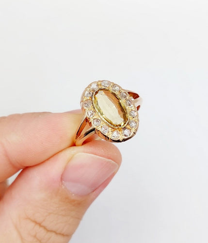 Bague 60 Bague antique en or rose 18k, citrine et diamants 58 Facettes A07441
