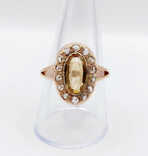 Bague 60 Bague antique en or rose 18k, citrine et diamants 58 Facettes A07441