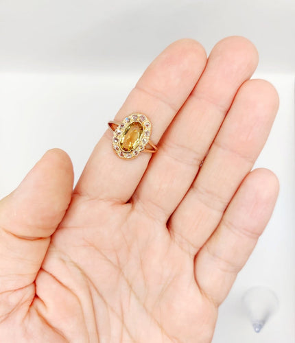 Bague 60 Bague antique en or rose 18k, citrine et diamants 58 Facettes A07441