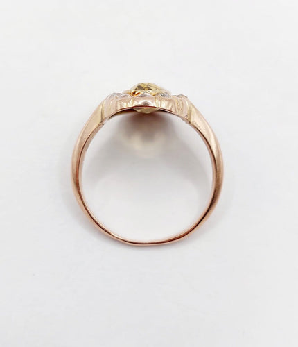 Bague 60 Bague antique en or rose 18k, citrine et diamants 58 Facettes A07441