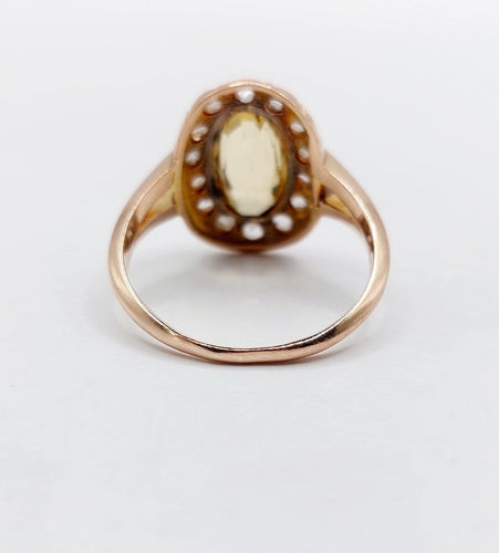 Bague 60 Bague antique en or rose 18k, citrine et diamants 58 Facettes A07441