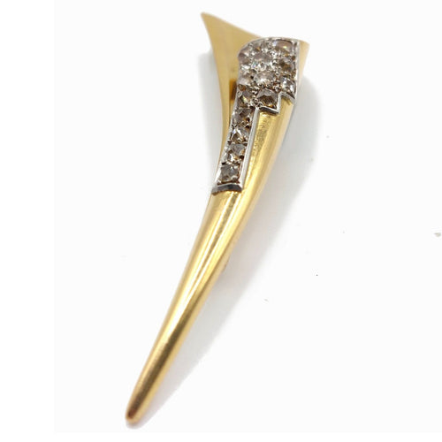 Broche Broche feuille des années 1940 en or jaune, platine et diamants 58 Facettes 268