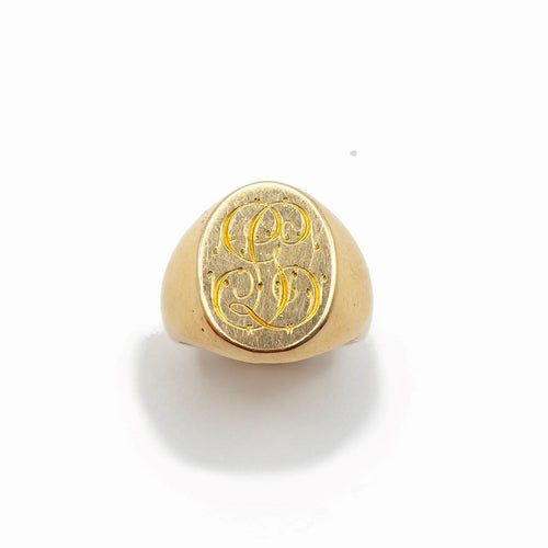 Bague 45 Chevalière monogrammée en or jaune 18k 58 Facettes 269