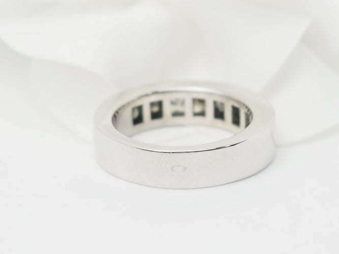 Bague 53 Alliance - Demi-alliance en or blanc et diamants 58 Facettes 33243
