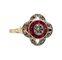 Bague 53 Bague cible Art déco en or 18K, diamants et rubis synthétiques 58 Facettes A07449