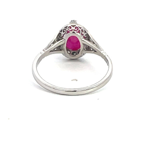Bague 54 Bague en platine avec rubis et diamants 58 Facettes