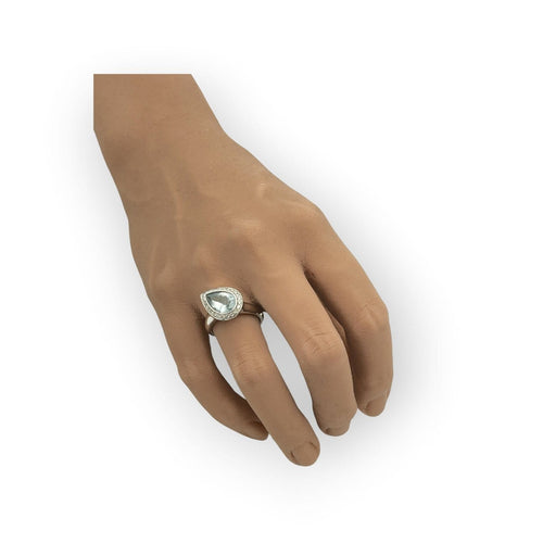 Bague 54 Bague en or blanc avec aigue-marine et diamants 58 Facettes 149070173
