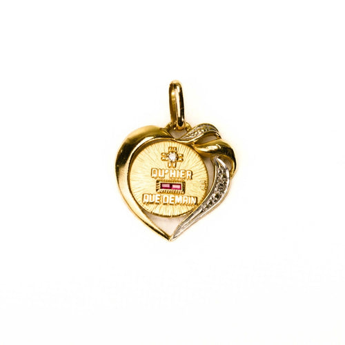 Pendentif Augis - Médaille d'amour cœur en or deux tons et diamants 58 Facettes LMB-367