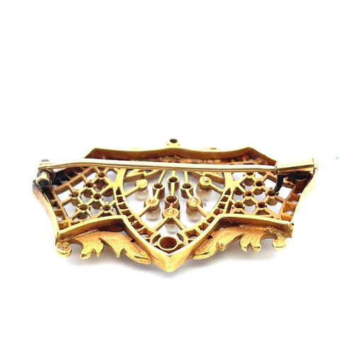 Broche Art Nouveau - Broche en or jaune 18k, diamants et perles 58 Facettes