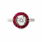 Bague 53 Bague cible en platine avec diamant et rubis 58 Facettes