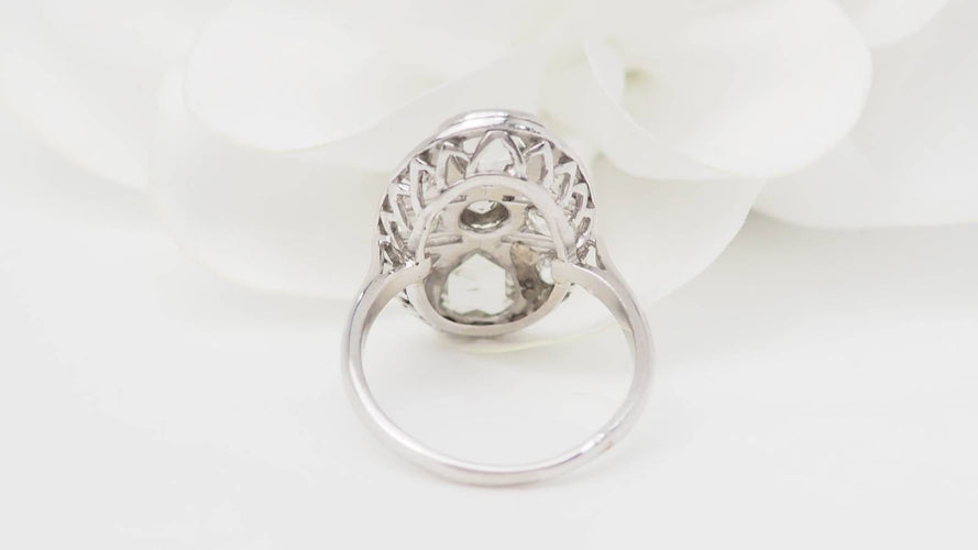 Bague 55 Art Déco - Bague en or blanc et platine avec diamants 58 Facettes 32792