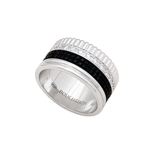 Bague 58 Boucheron Quatre Black Édition Large - Bague en or blanc, PVD et diamants 58 Facettes 35797