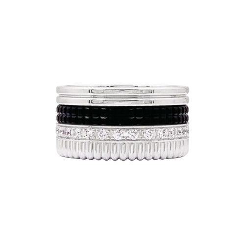 Bague 58 Boucheron Quatre Black Édition Large - Bague en or blanc, PVD et diamants 58 Facettes 35797