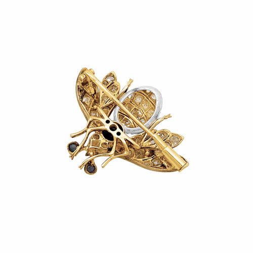 Broche Broche ancienne Abeille en or jaune, argent, saphirs et diamants 58 Facettes 35763