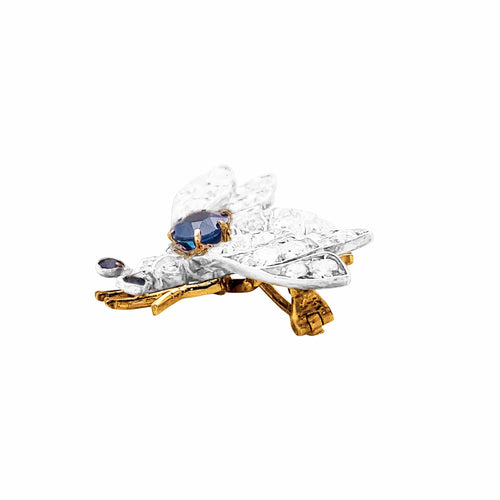 Broche Broche ancienne Abeille en or jaune, argent, saphirs et diamants 58 Facettes 35763