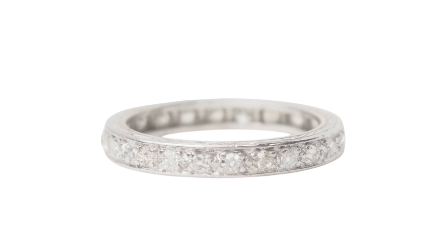 Bague 53 Alliance américaine en platine 850 et diamants, 0,80 ct 58 Facettes 31755