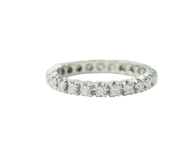 Bague 53 Alliance américaine - Bague en or blanc et diamants 0,75 ct 58 Facettes 33427