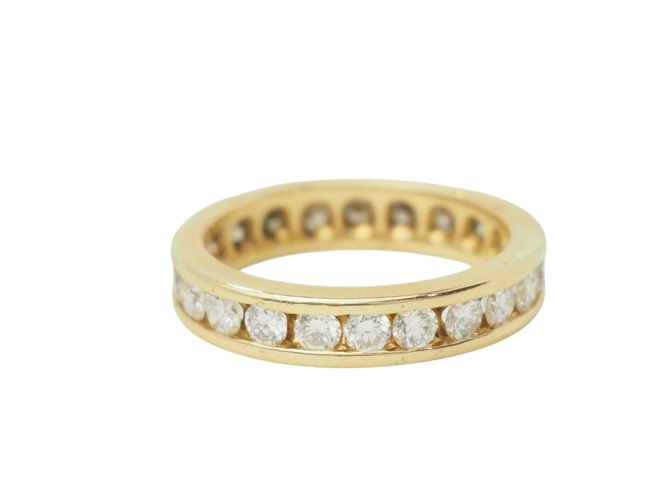 Bague 53.5 Alliance tour complet en or jaune et diamants, 1,32 ct 58 Facettes 33441