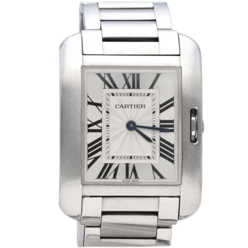 Cartier Tank Anglaise - Montre en acier et diamants