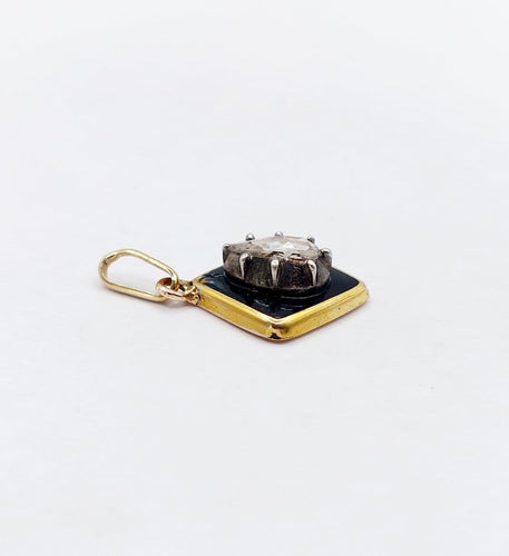 Pendentif Pendentif victorien en or 18k, argent, diamant et émail 58 Facettes A07473