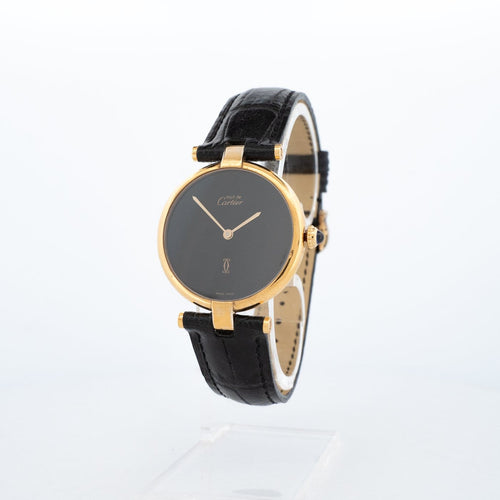 Montre Cartier Must Colisée - Montre LM cadran noir en vermeil 58 Facettes 365