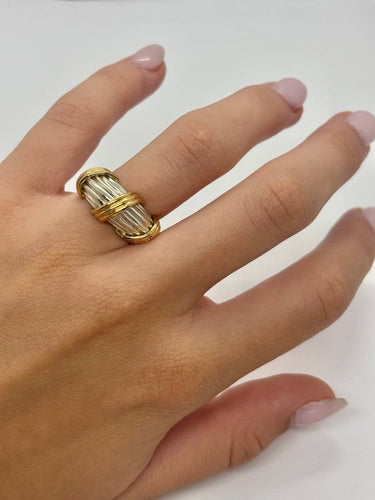 Bague 51 Hermès - Bague vintage en or 18K et argent 58 Facettes 2044