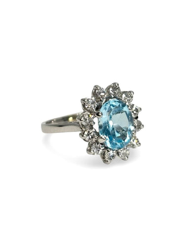Bague 49 Bague en or blanc, aigue-marine et diamants 58 Facettes 2078