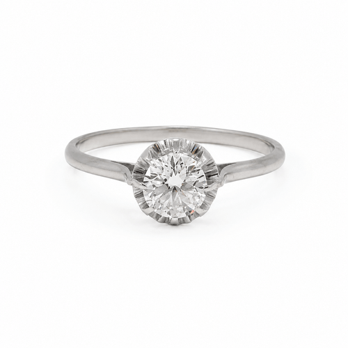 Bague 54 Bague solitaire en or blanc et diamant taille ancienne 0,80 ct 58 Facettes 1.0000928/3