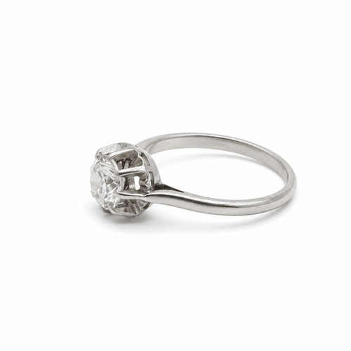 Bague 54 Bague solitaire en or blanc et diamant taille ancienne 0,80 ct 58 Facettes 1.0000928/3