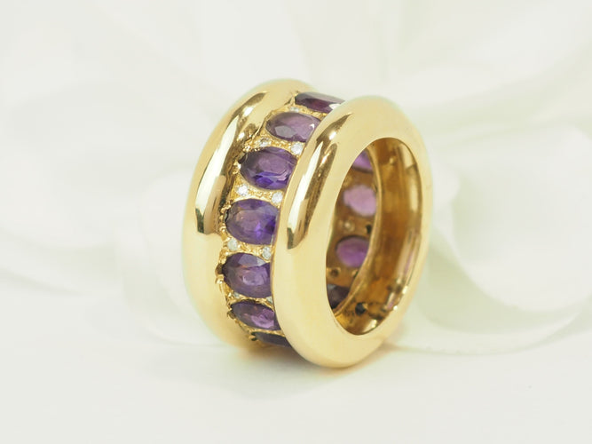 Bague 52 Bague cocktail vintage en or jaune 18 carats, améthystes et diamants 58 Facettes 30990