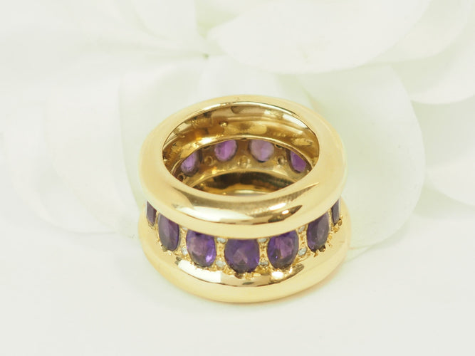 Bague 52 Bague cocktail vintage en or jaune 18 carats, améthystes et diamants 58 Facettes 30990